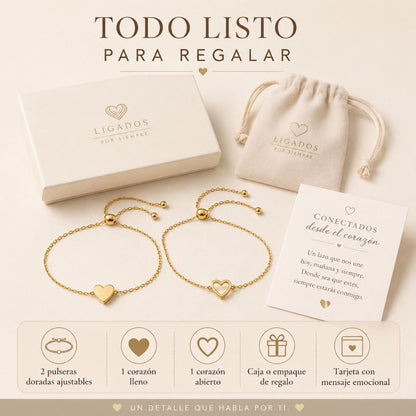 Pulsera de Corazones para Pololos "Pensé en ti" - Bañado en Oro 14K