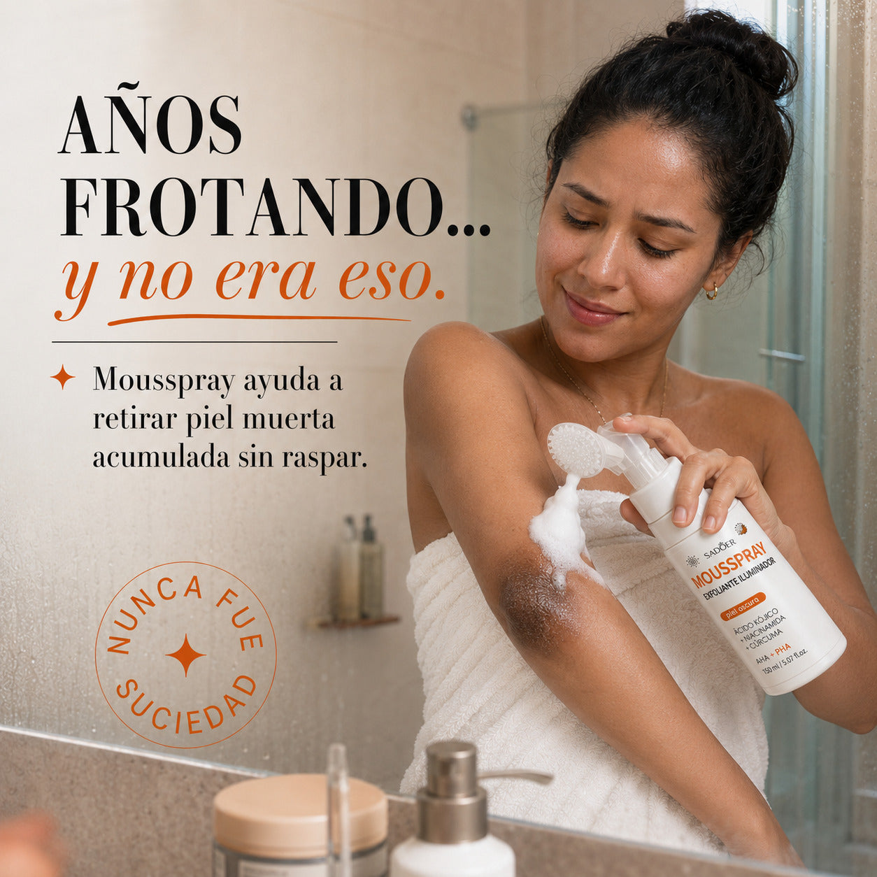 Mousspray Exfoliante e Hidratante de Piel - Zonas Oscuras y Ásperas