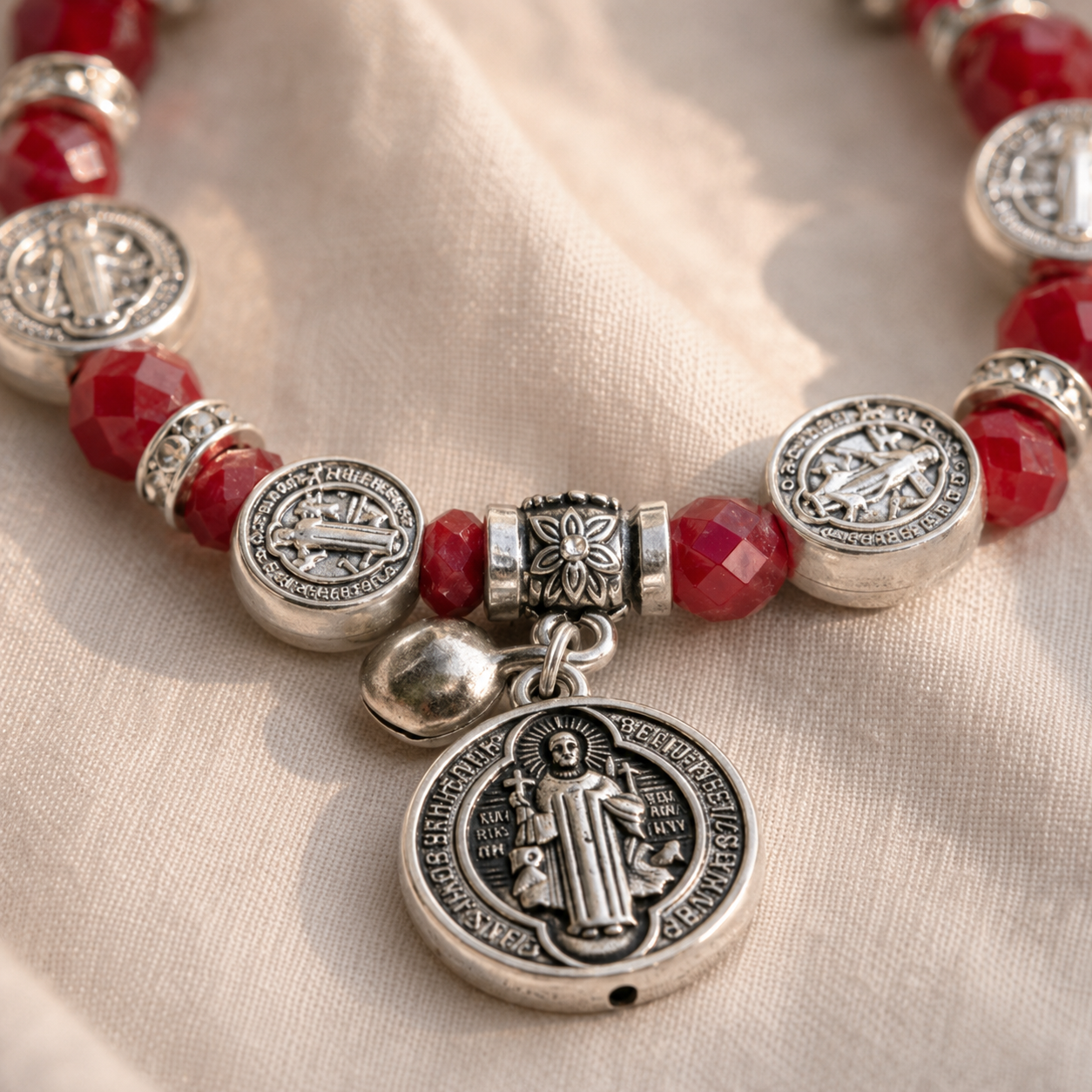 Pulsera de Cristales - SAN BENITO | Símbolo de Fe y Protección Espiritual
