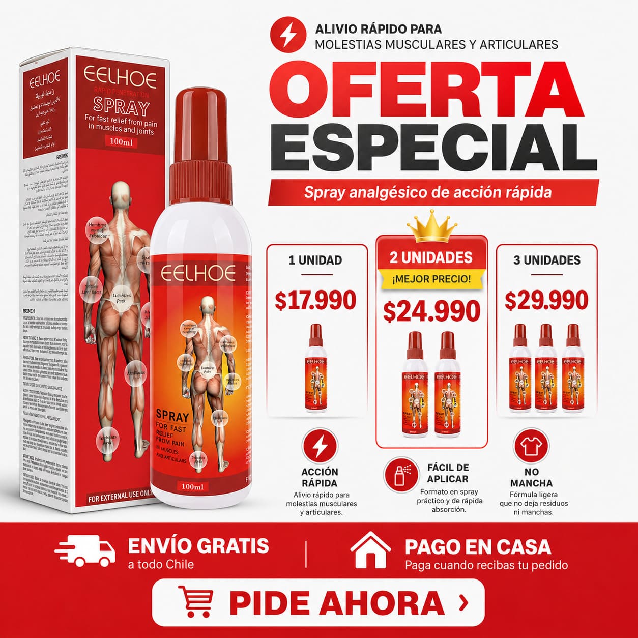 Spray Analgésico para Dolores Musculares y Articulaciones - Alivio en Minutos